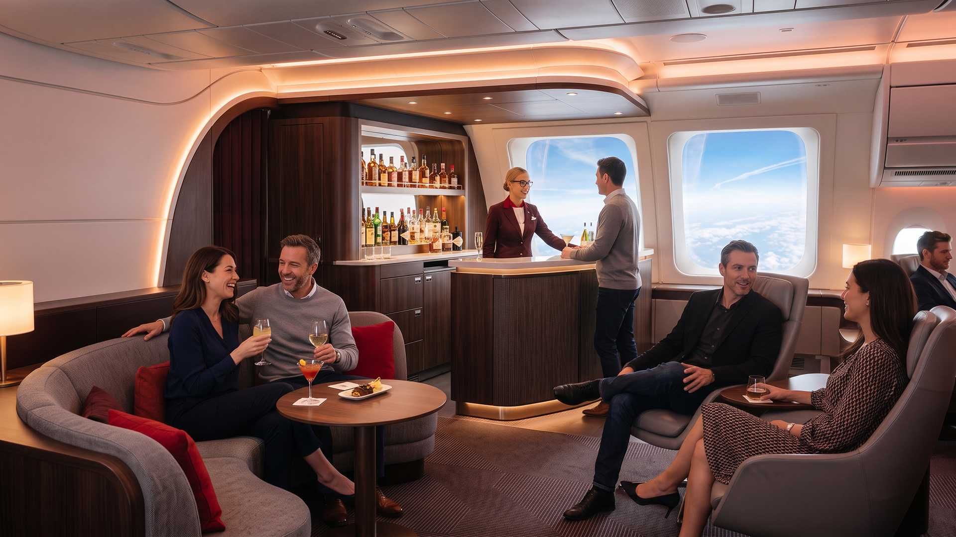 The Loft social space in Virgin Atlantic Upper Class on the A350