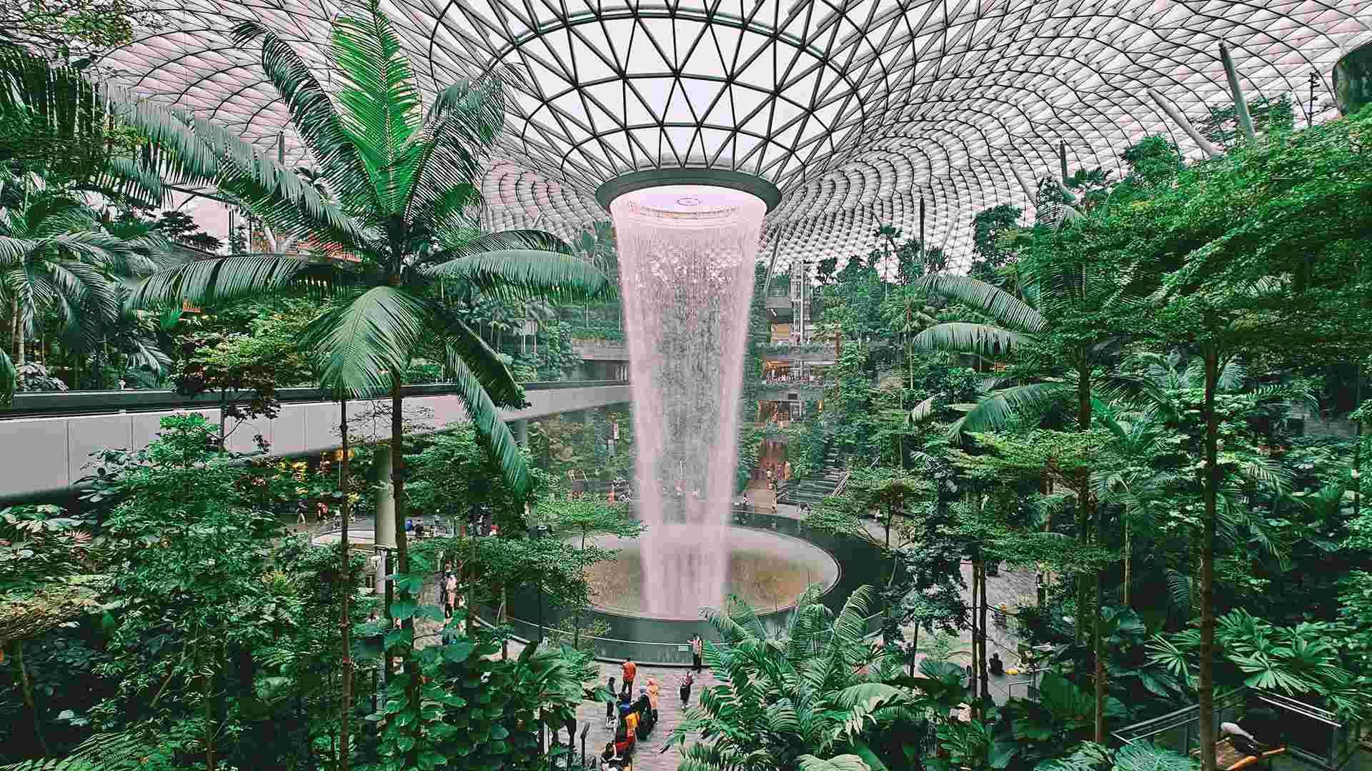 Best business class airlines from the USA to Asia in 2026 — Singapore Changi Jewel indoor garden