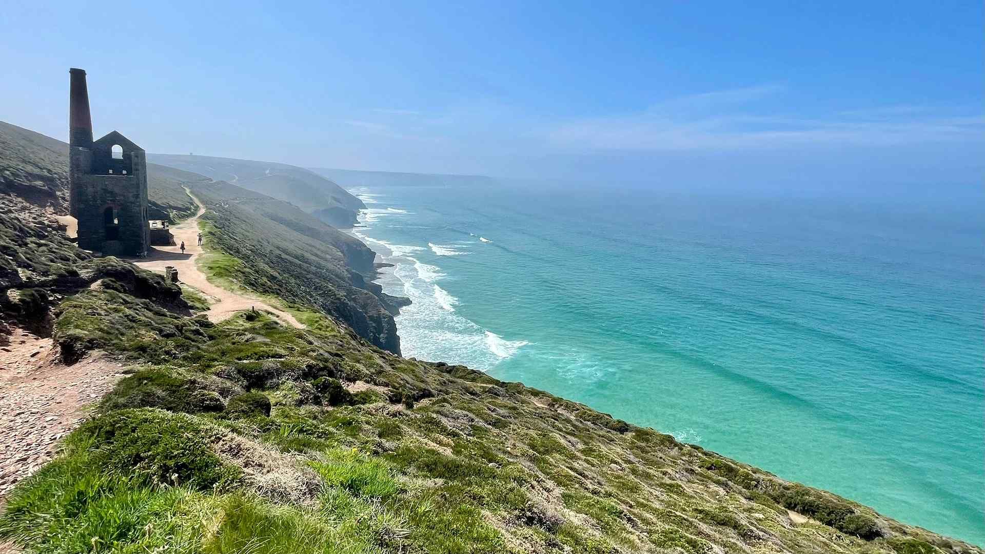 The South West Coast Path above the Cornish coast in early September