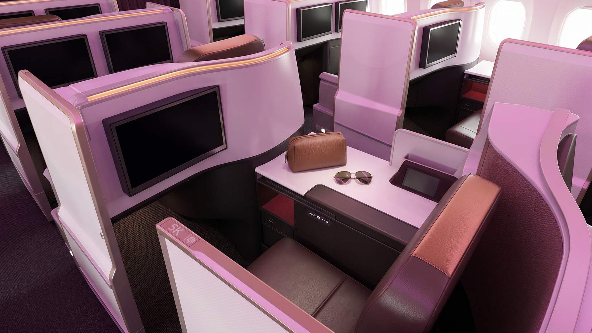 Virgin Atlantic Upper Class Suite on the A350-1000 with its sliding privacy door
