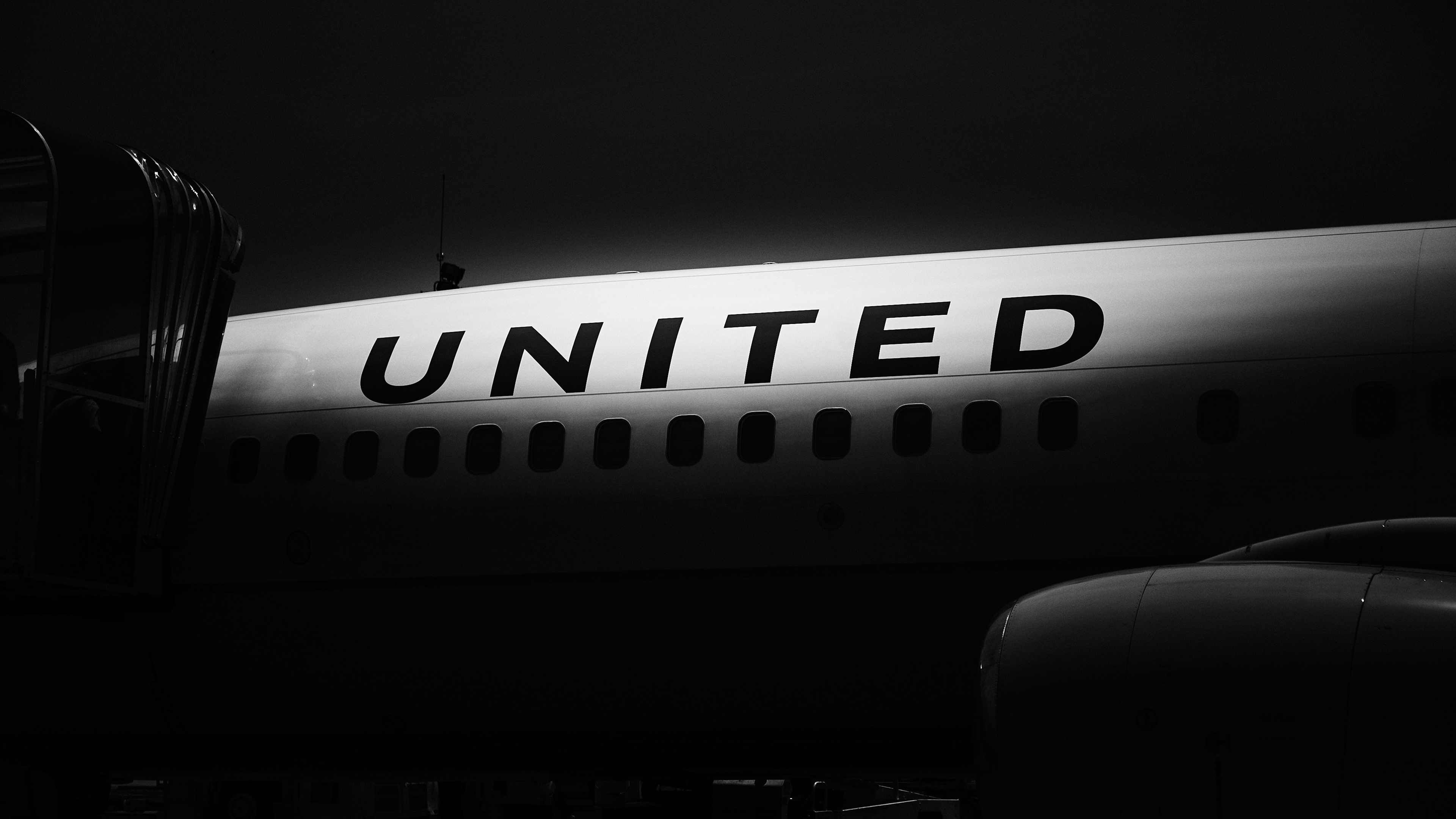 United Airlines logo on the aircraft fuselage